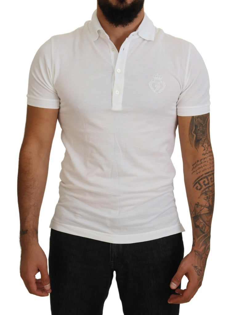 Dolce & Gabbana White Cotton Logo Short Sleeve Polo T-shirt Dolce & Gabbana