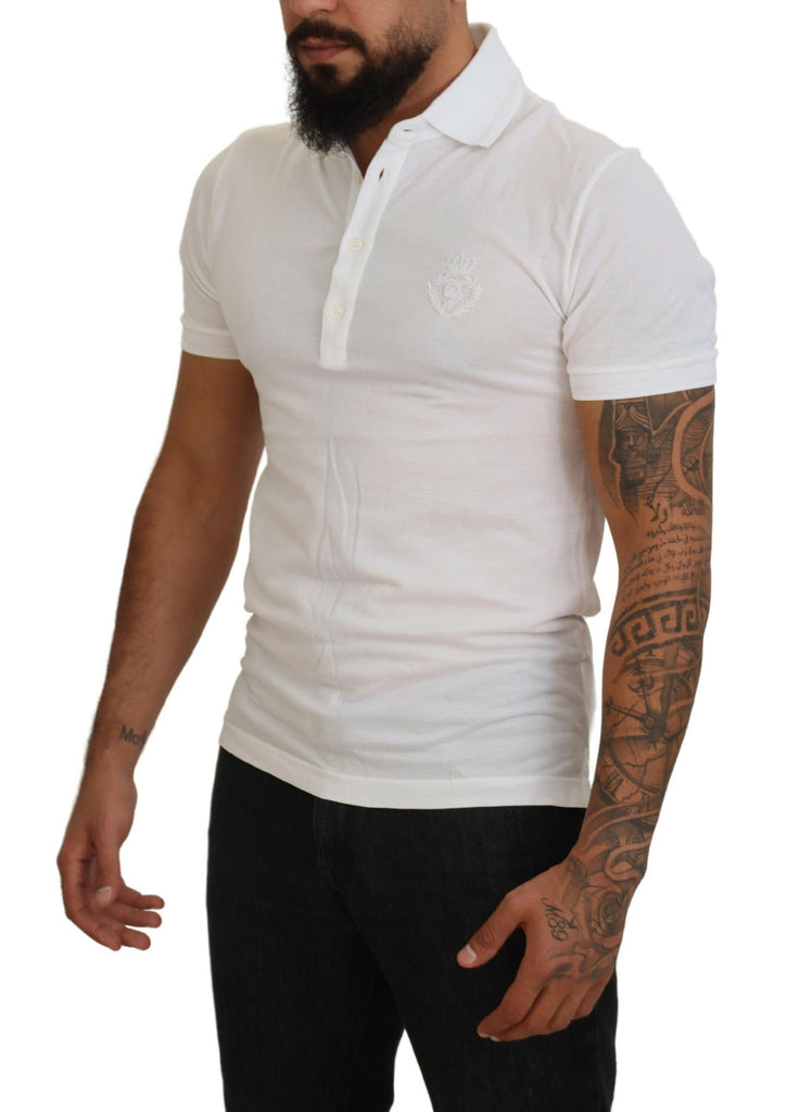 Dolce & Gabbana White Cotton Logo Short Sleeve Polo T-shirt Dolce & Gabbana