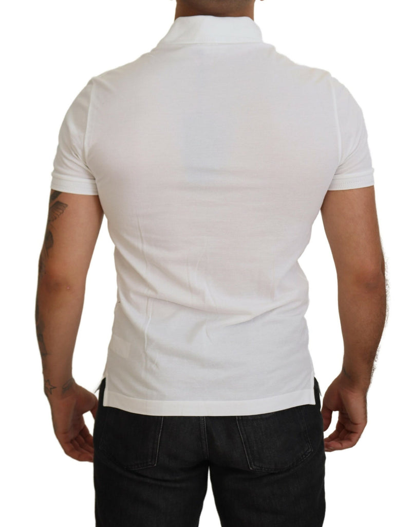 Dolce & Gabbana White Cotton Logo Short Sleeve Polo T-shirt Dolce & Gabbana