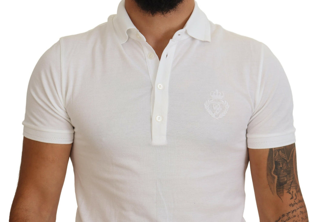 Dolce & Gabbana White Cotton Logo Short Sleeve Polo T-shirt Dolce & Gabbana