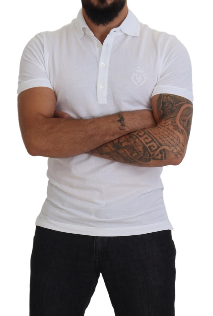 Dolce & Gabbana White Cotton Logo Short Sleeve Polo T-shirt Dolce & Gabbana