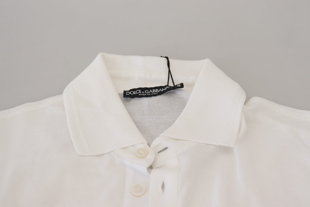 Dolce & Gabbana White Cotton Logo Short Sleeve Polo T-shirt Dolce & Gabbana