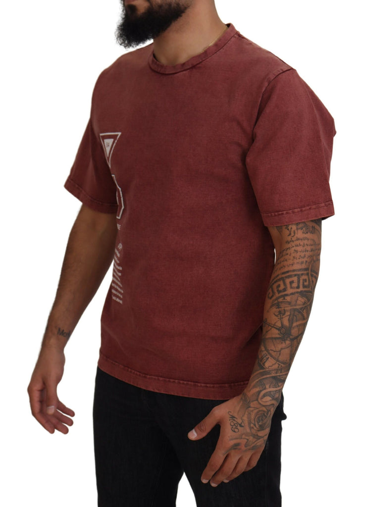 Dolce & Gabbana Maroon Print Round Neck Short Sleeves T-shirt Dolce & Gabbana