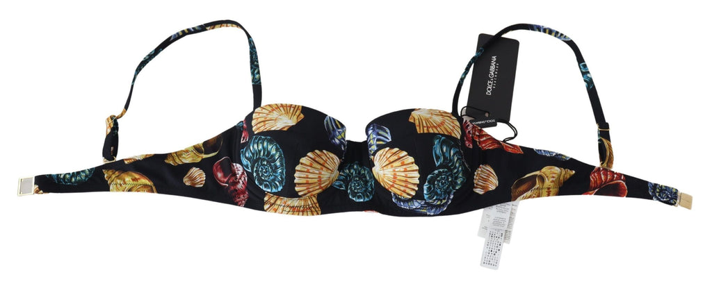 Dolce & Gabbana Black Seashells Print Women Swimwear Bikini Tops - Luxe & Glitz