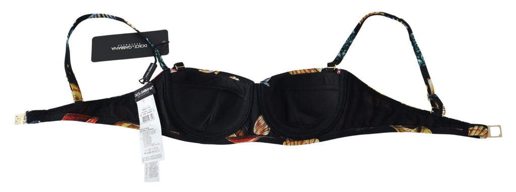 Dolce & Gabbana Black Seashells Print Women Swimwear Bikini Tops - Luxe & Glitz