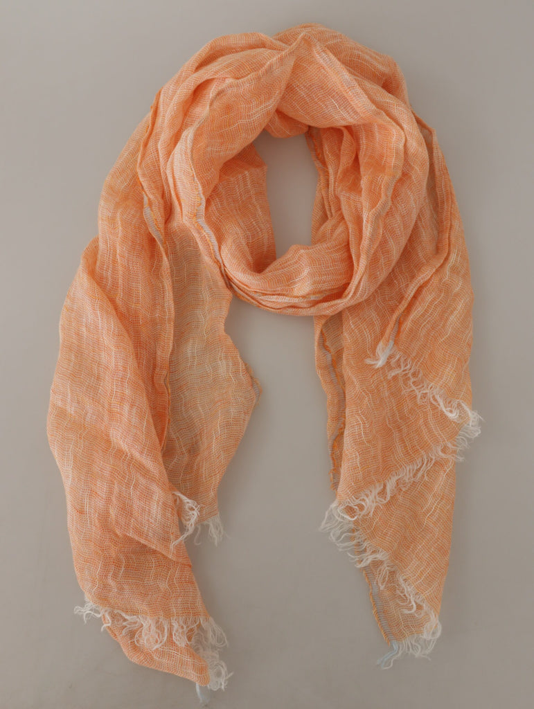 Malo Peach Linen Knitted Shawl Wrap Fringes Scarf - Luxe & Glitz