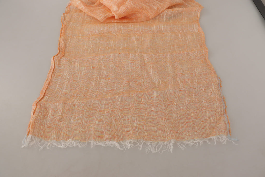 Malo Peach Linen Knitted Shawl Wrap Fringes Scarf - Luxe & Glitz