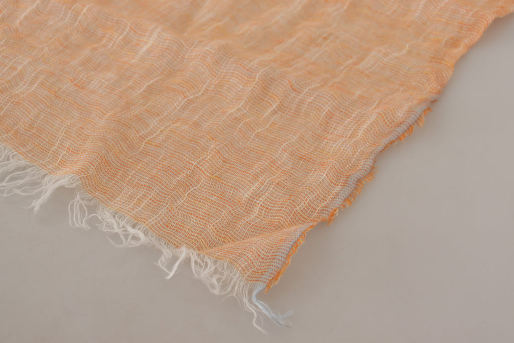 Malo Peach Linen Knitted Shawl Wrap Fringes Scarf - Luxe & Glitz