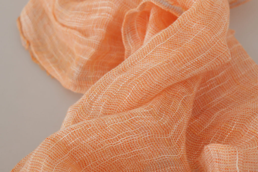 Malo Peach Linen Knitted Shawl Wrap Fringes Scarf - Luxe & Glitz