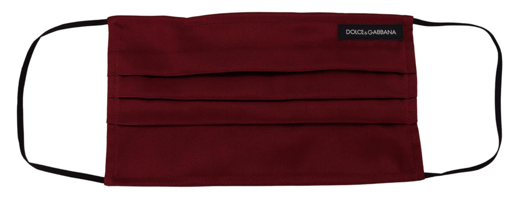 Dolce & Gabbana Maroon Silk Pleated Elastic Ear Strap One Size Face Mask - Luxe & Glitz