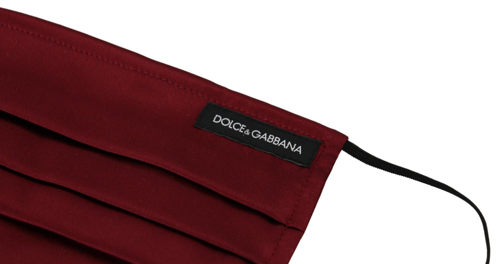 Dolce & Gabbana Maroon Silk Pleated Elastic Ear Strap One Size Face Mask - Luxe & Glitz