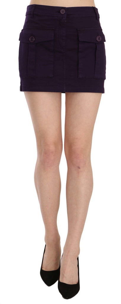 GF Ferre Purple High Waist Button Pocket A-line Mini Skirt - Luxe & Glitz