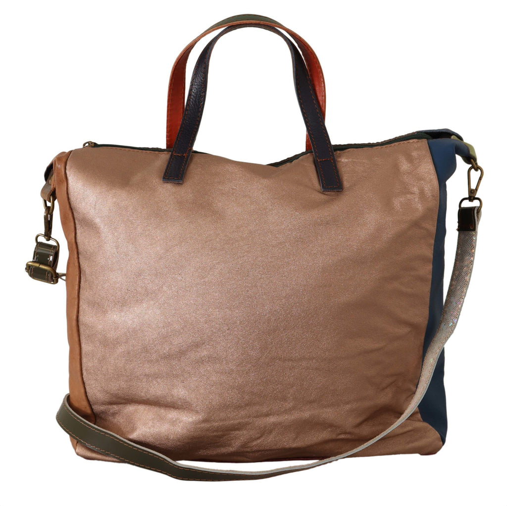 EBARRITO Multicolor Genuine Leather Shoulder Strap Women Tote Bag - Luxe & Glitz
