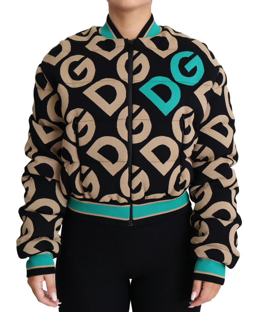 Dolce & Gabbana Multicolor DG Logo Print Quilted Bomber Jacket - Luxe & Glitz