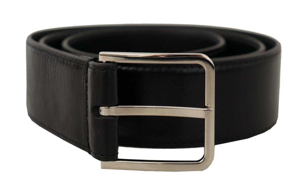 Dolce & Gabbana Black Calf Leather Vintage Steel Logo Buckle Belt Dolce & Gabbana