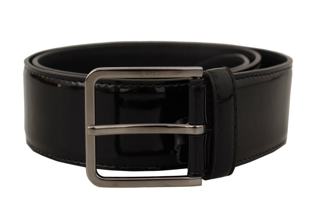 Dolce & Gabbana Black Patent Leather Logo Engraved Buckle Belt Dolce & Gabbana