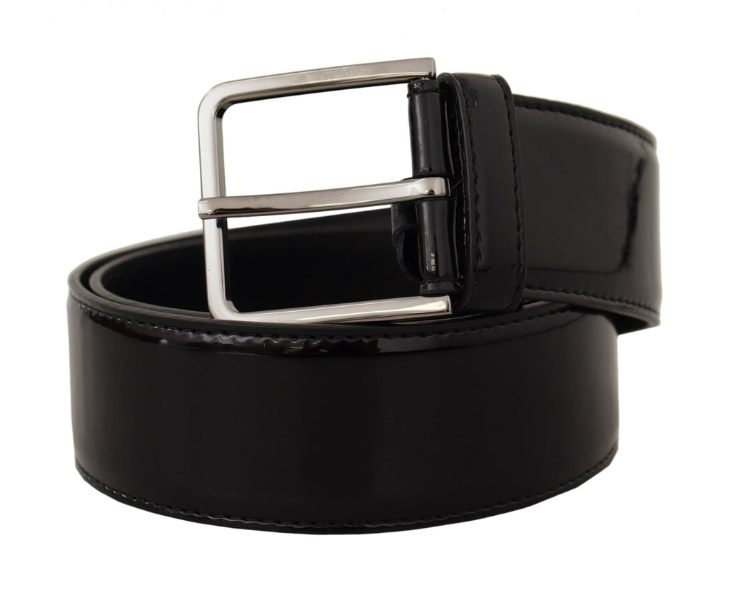 Dolce & Gabbana Black Patent Leather Logo Engraved Buckle Belt Dolce & Gabbana