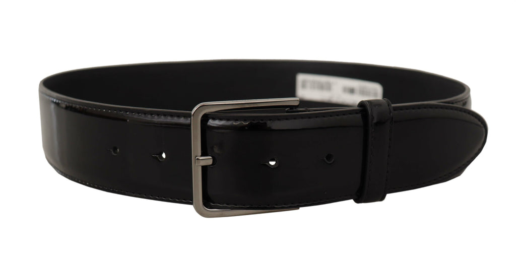 Dolce & Gabbana Black Patent Leather Logo Engraved Buckle Belt Dolce & Gabbana