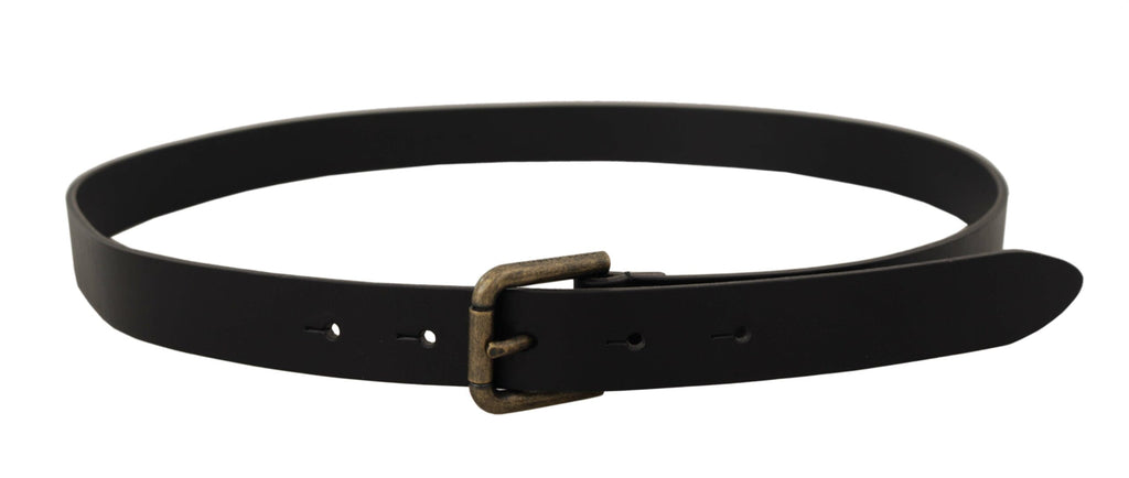 Dolce & Gabbana Black Calf Leather Logo Brass Metal Buckle Belt Dolce & Gabbana