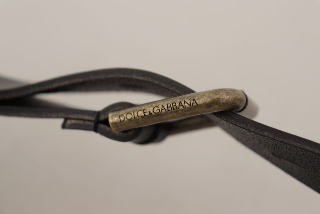 Dolce & Gabbana Black Calf Leather Logo Brass Metal Buckle Belt Dolce & Gabbana