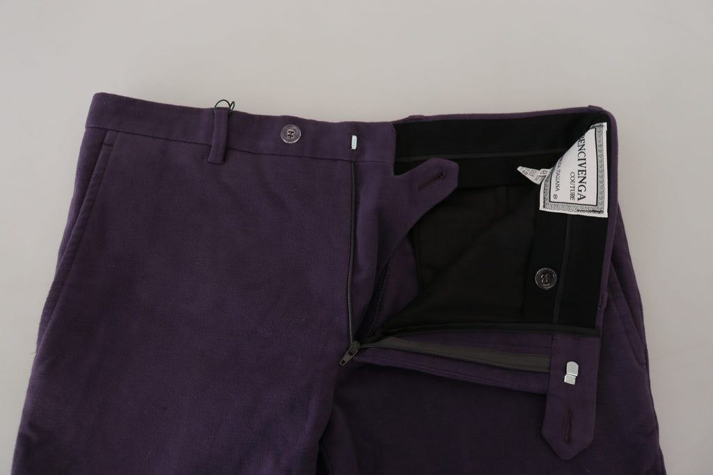 BENCIVENGA Purple Pure Cotton Tapered Mens Pants BENCIVENGA