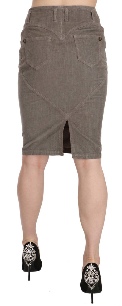 Just Cavalli Gray Corduroy Pencil Straight A-Line Skirt - Luxe & Glitz