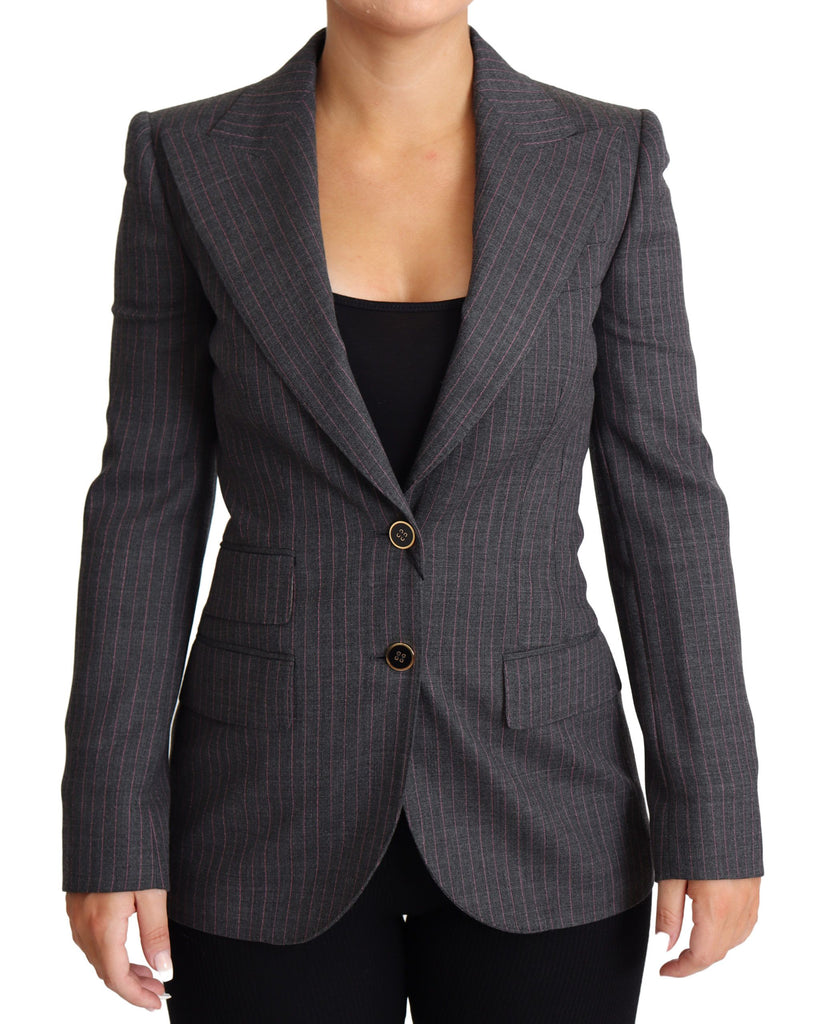 Dolce & Gabbana Gray Single Breasted Fitted Blazer Wool Jacket - Luxe & Glitz