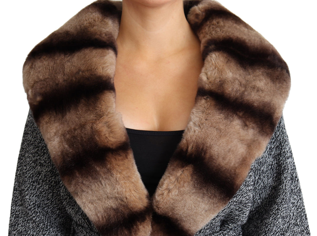Dolce & Gabbana Gray Cardigan Fur Coat Cashmere Jacket - Luxe & Glitz