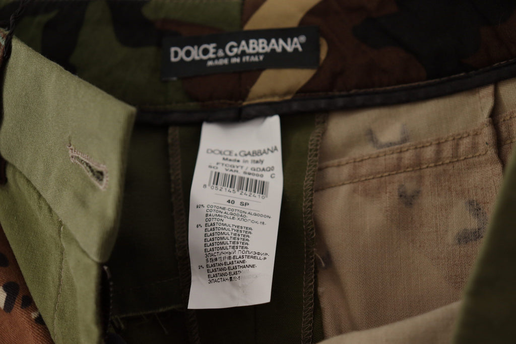 Dolce & Gabbana Green High Waist Hot Pants Cotton Army Shorts Dolce & Gabbana