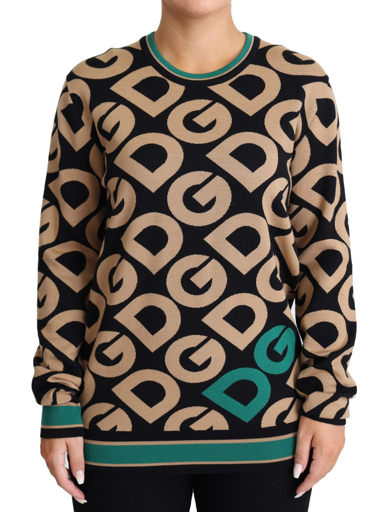 Dolce & Gabbana Multicolor DG Mania Wool Crewneck Pullover Sweater - Luxe & Glitz