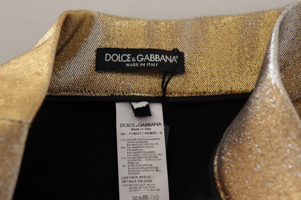 Dolce & Gabbana Gold Cotton Blend Glittered Hot Shorts Dolce & Gabbana