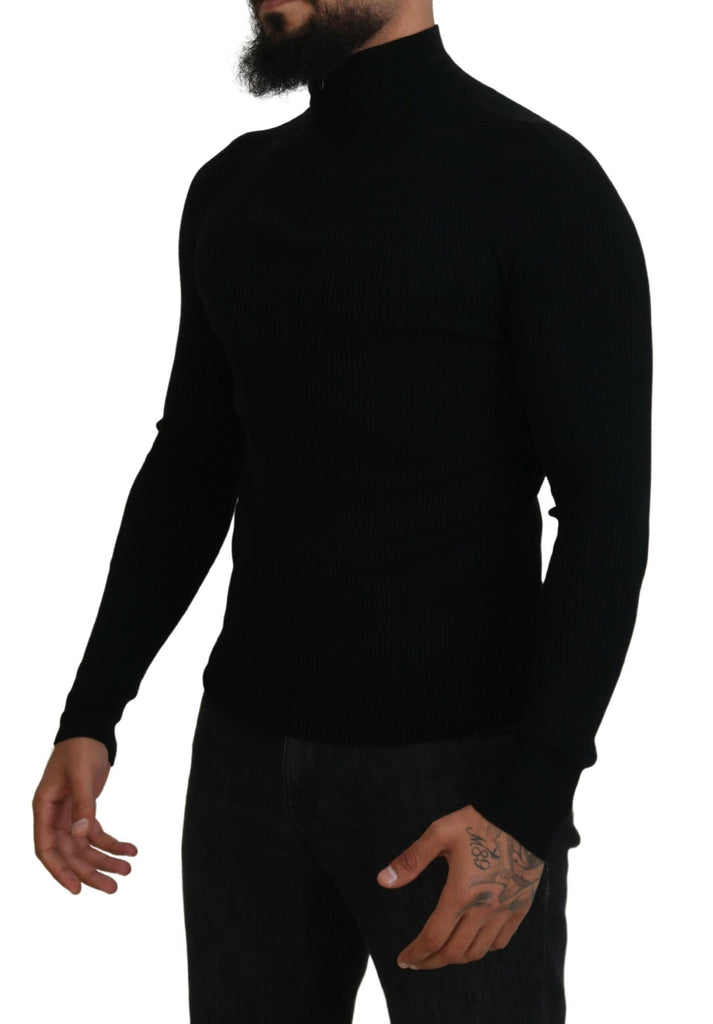 Dolce & Gabbana Black Half Zip Turtleneck Pullover Sweater Dolce & Gabbana