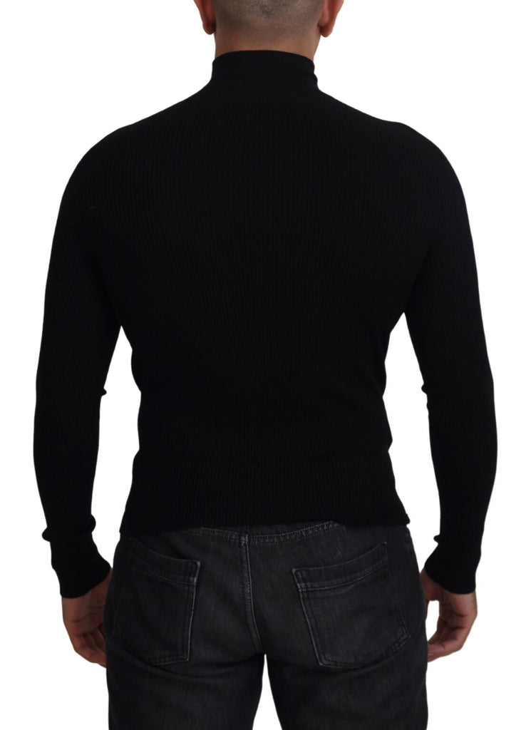 Dolce & Gabbana Black Half Zip Turtleneck Pullover Sweater Dolce & Gabbana