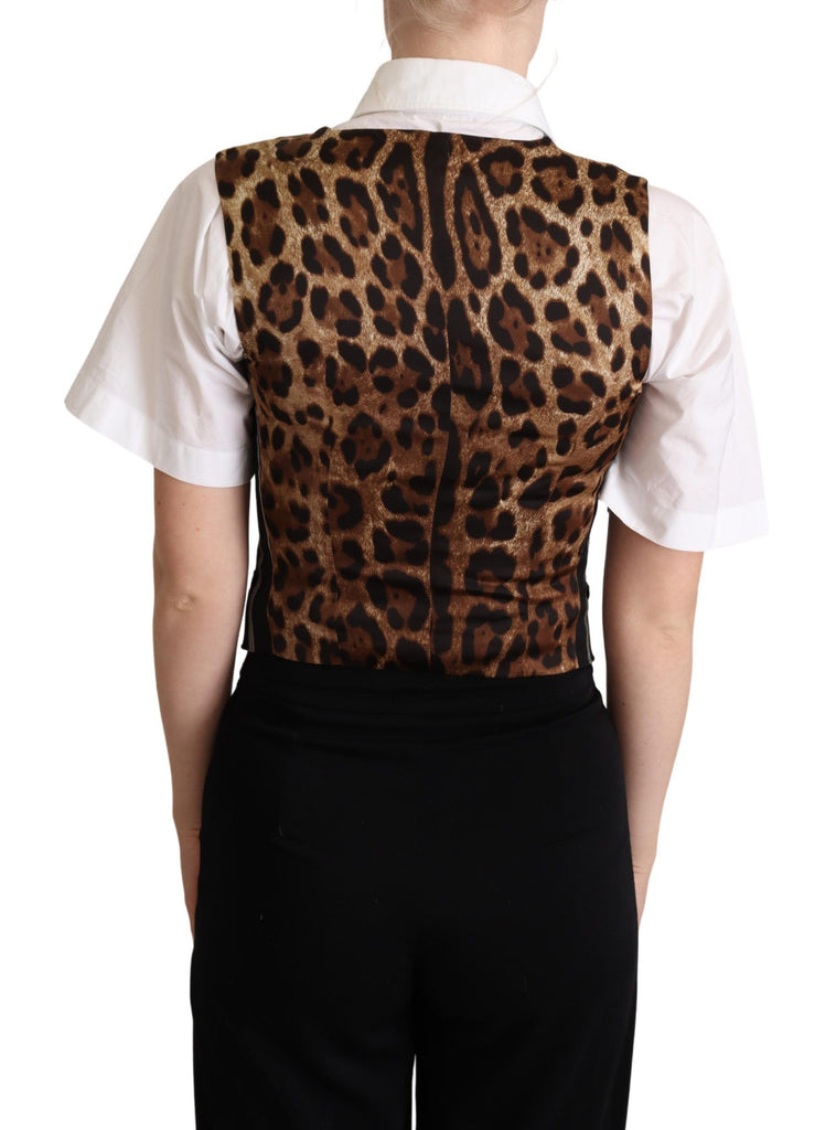 Dolce & Gabbana Black Striped Leopard Print Waistcoat Vest - Luxe & Glitz