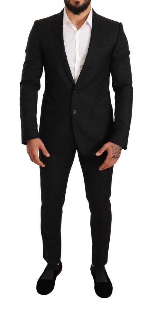 Dolce & Gabbana Black Logo Wool Slim Fit 2 Piece MARTINI Suit Dolce & Gabbana