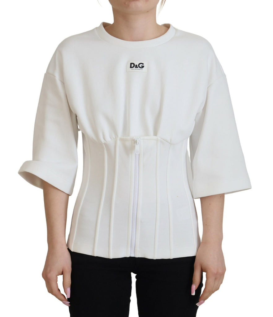 Dolce & Gabbana White Corset Stretch Cotton Top T-shirt Dolce & Gabbana