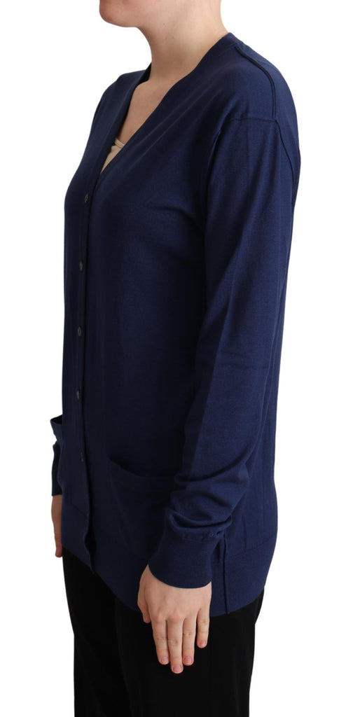 Dolce & Gabbana Blue Virgin Wool Button Down Cardigan Sweater - Luxe & Glitz