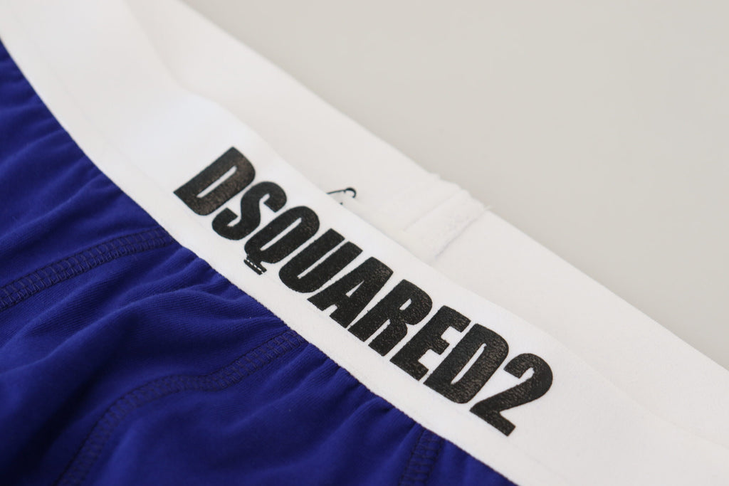 Dsquared² Blue White Logo Cotton Stretch Men Brief Underwear Dsquared²