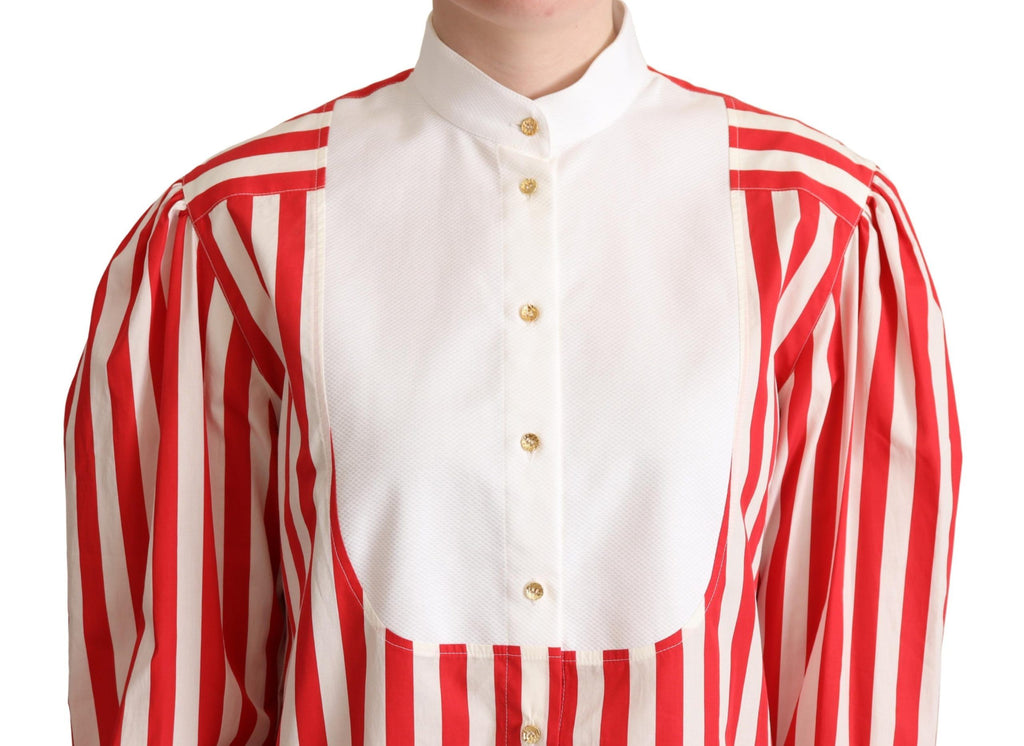 Dolce & Gabbana Red White Striped Long Sleeves Formal Shirt - Luxe & Glitz