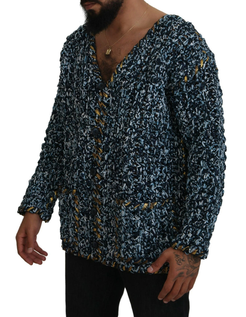 Dolce & Gabbana Blue Button Cardigan Fatto A Mano Sweater Dolce & Gabbana