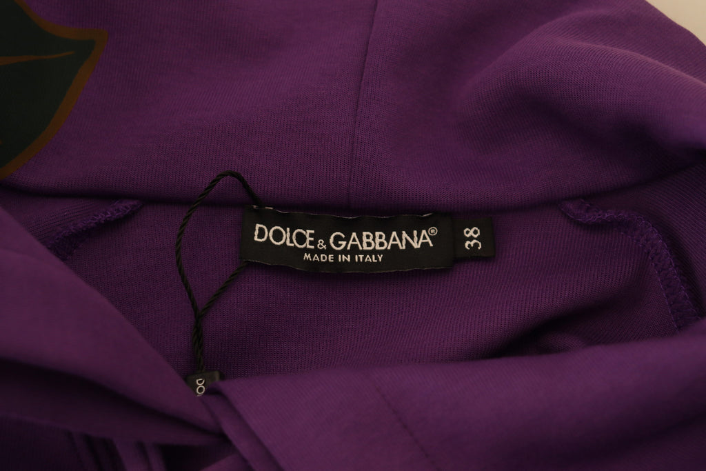 Dolce & Gabbana Purple Floral Print Pullover  Cotton Sweater Dolce & Gabbana