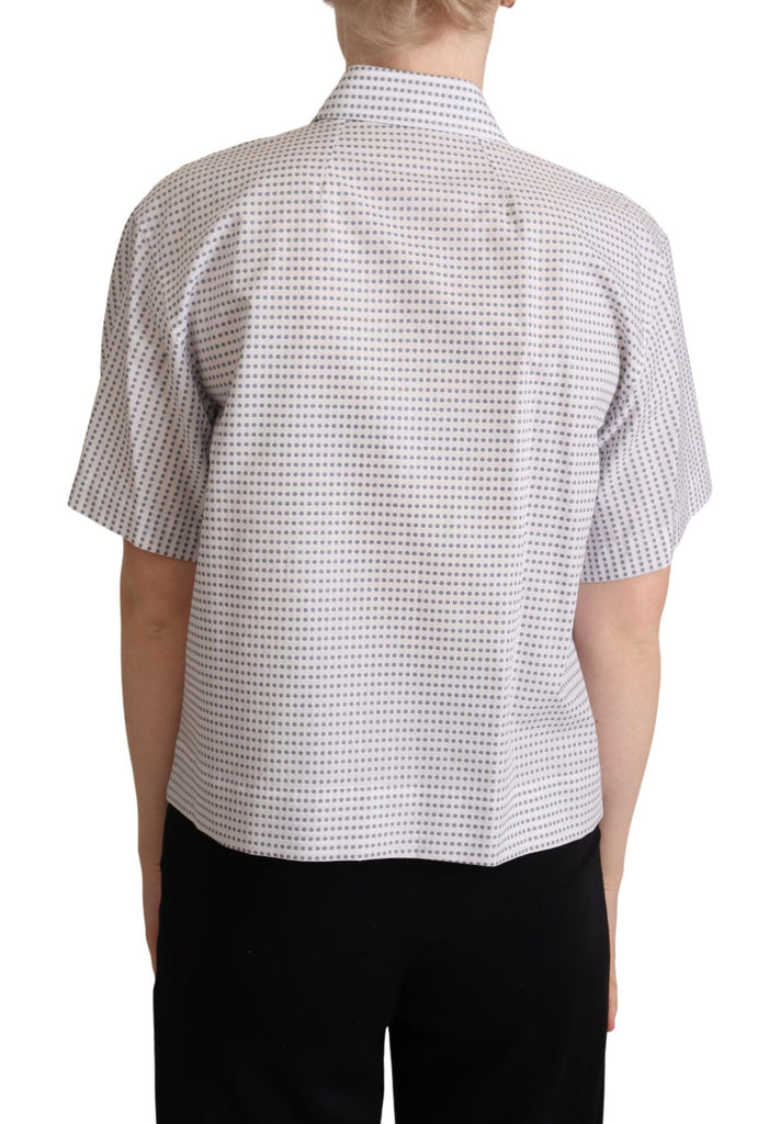 Dolce & Gabbana White Polka Dots Collared Blouse Shirt - Luxe & Glitz
