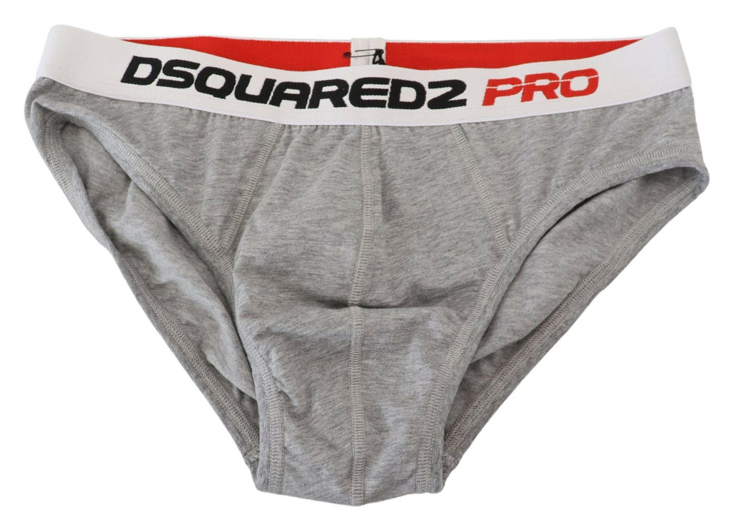 Dsquared² Gray Logo Cotton Stretch Men Brief PRO Underwear Dsquared²