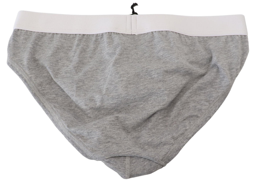 Dsquared² Gray Logo Cotton Stretch Men Brief PRO Underwear Dsquared²