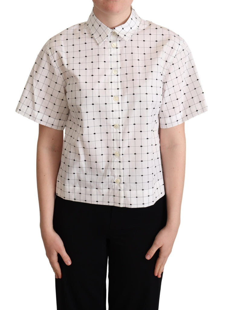 Dolce & Gabbana White Polka Dot Cotton Collared Shirt Top - Luxe & Glitz