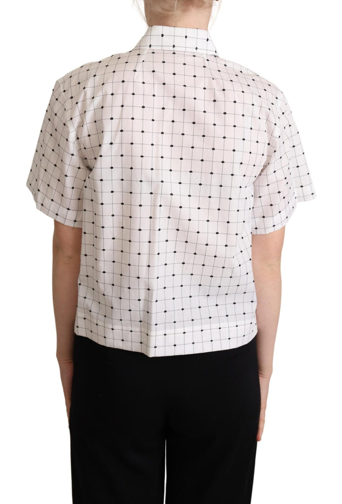 Dolce & Gabbana White Polka Dot Cotton Collared Shirt Top - Luxe & Glitz