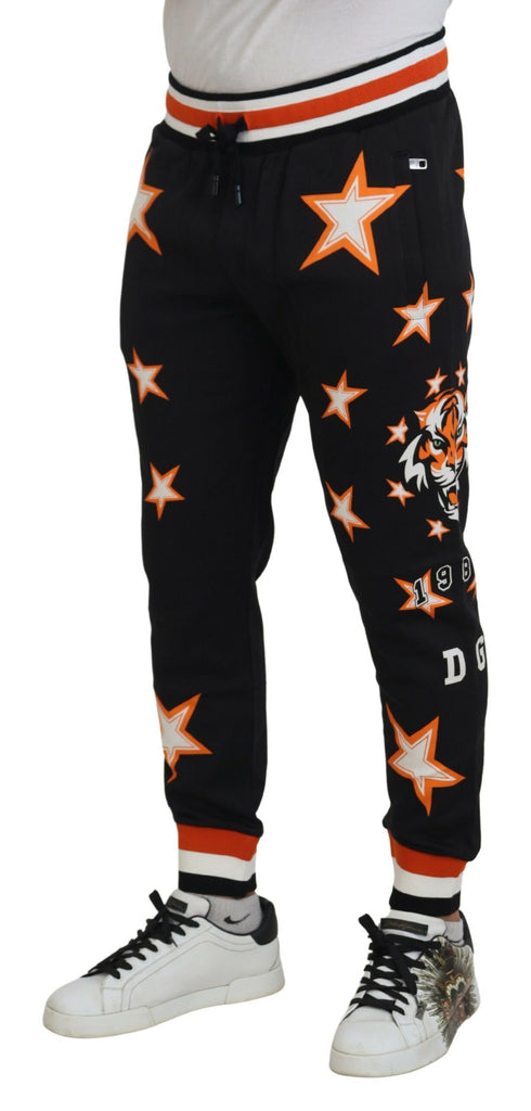 Dolce & Gabbana Black Orange Star Trousers Sport Pants Dolce & Gabbana