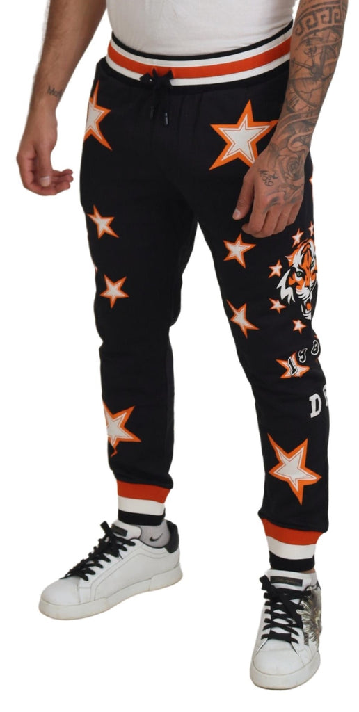 Dolce & Gabbana Black Orange Star Trousers Sport Pants Dolce & Gabbana