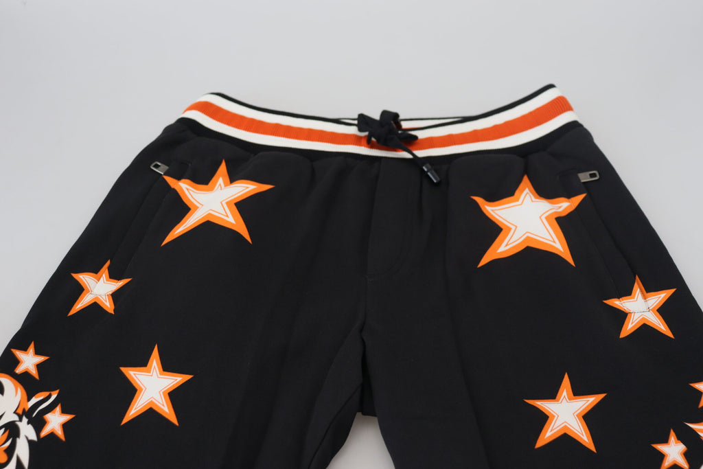 Dolce & Gabbana Black Orange Star Trousers Sport Pants Dolce & Gabbana