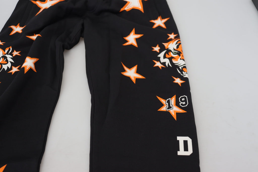 Dolce & Gabbana Black Orange Star Trousers Sport Pants Dolce & Gabbana